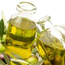 two glass oil bottles